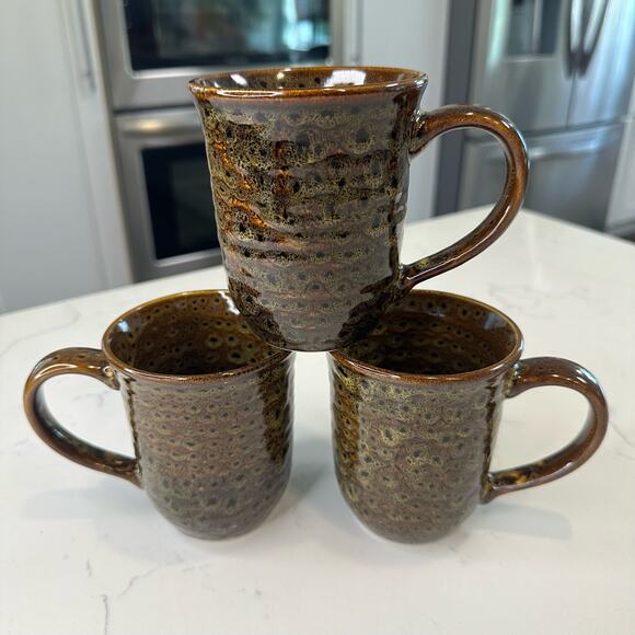 Jaclyn Smith Today Series Mottled Brown Pattern Coffee Mugs Set of 2 - Picture 6 of 10